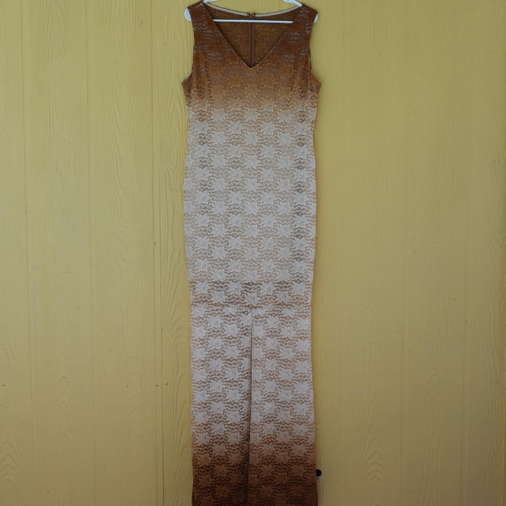 Embellished V-Neck Jersey Gown with Front Slit